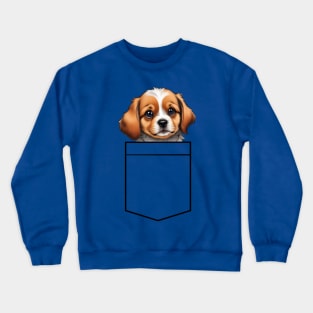 cute Puppy Breast Pocket Bag Shirt Crewneck Sweatshirt